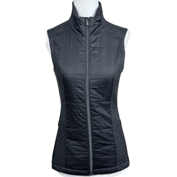 Athleta Size XXS Women's Black Quilted Sleeveless Vest With Full Zip & High Neck - Picture 1 of 11
